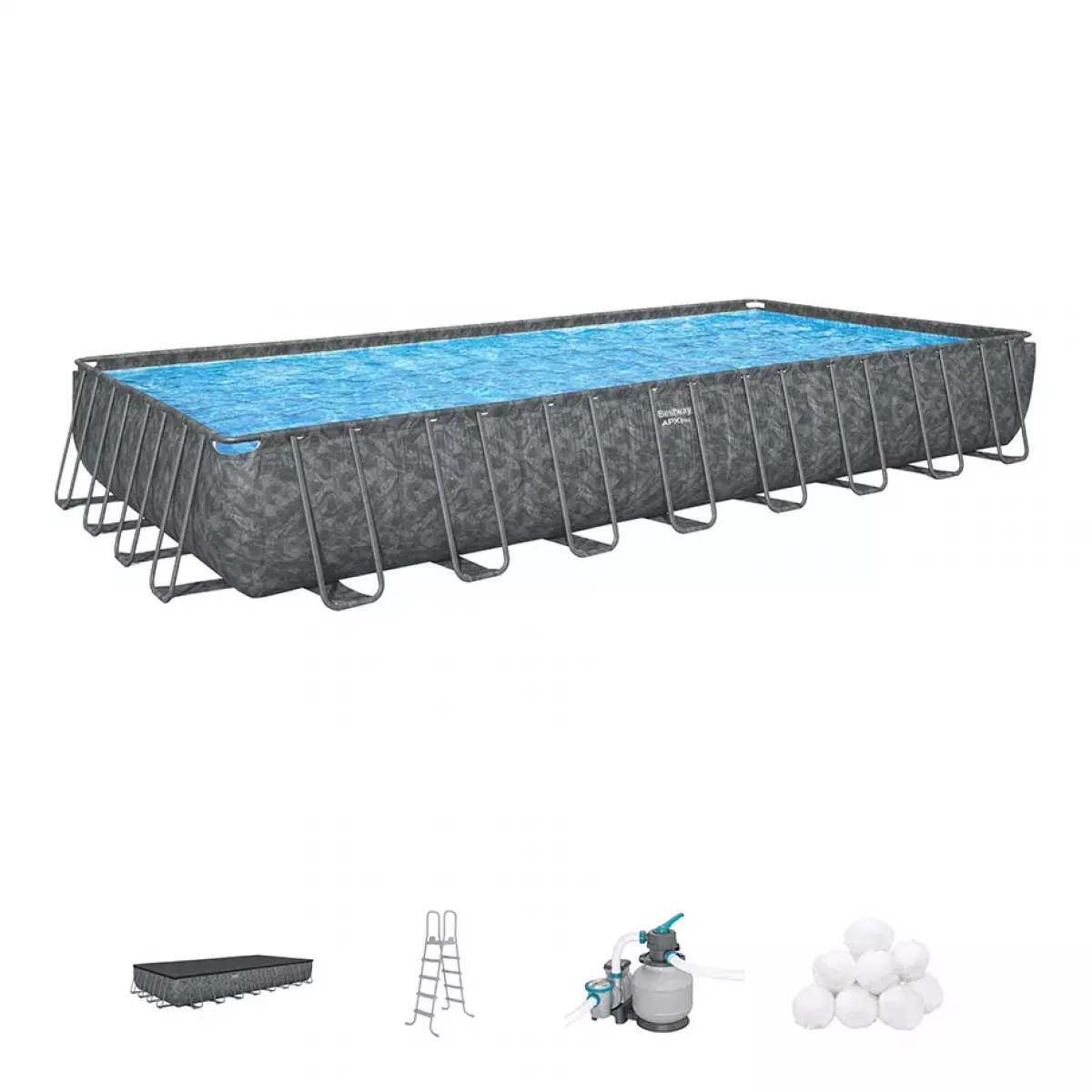 Бассейн каркасный 956x488x132 см с фильтром и аксессуарами BESTWAY 561KJ Бассейн каркасный 956x488x132 см с фильтром и аксессуарами BESTWAY 561KJ
