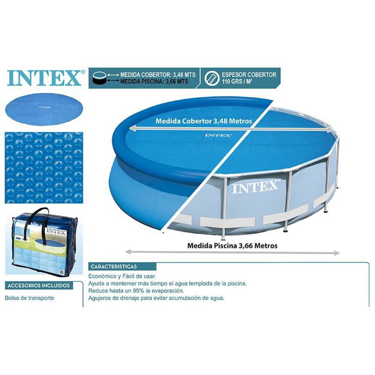 Солнечное покрывало 2,89 м для круглого бассейна 3,05 м INTEX 28011 Солнечное покрывало 2,89 м для круглого бассейна 3,05 м INTEX 28011