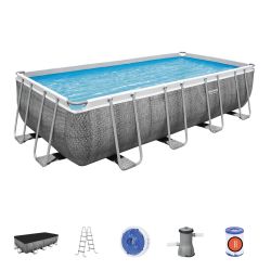 Бассейн каркасный 488x244x122 см, стиль ротанг, фильтр, комплект, BESTWAY, 56996